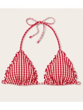 Parke x Target Red Gingham Lettuce Edge Bikini Top L NWT